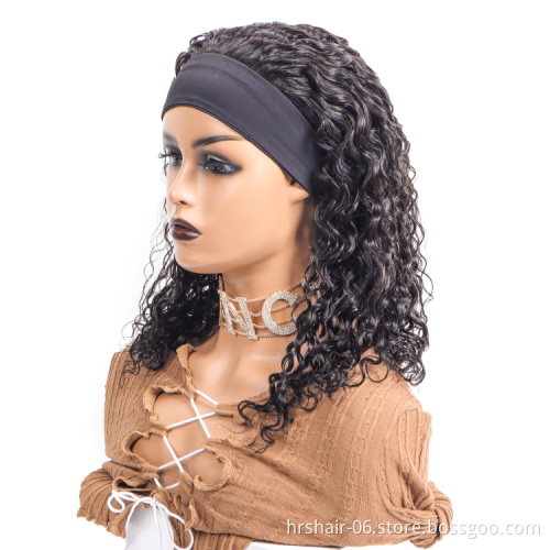Wholesale Headband Wigs Human Hair Water Wave Wigs 100% Human Hair Wigs Unprocessed Glueless Indian Remy Hair